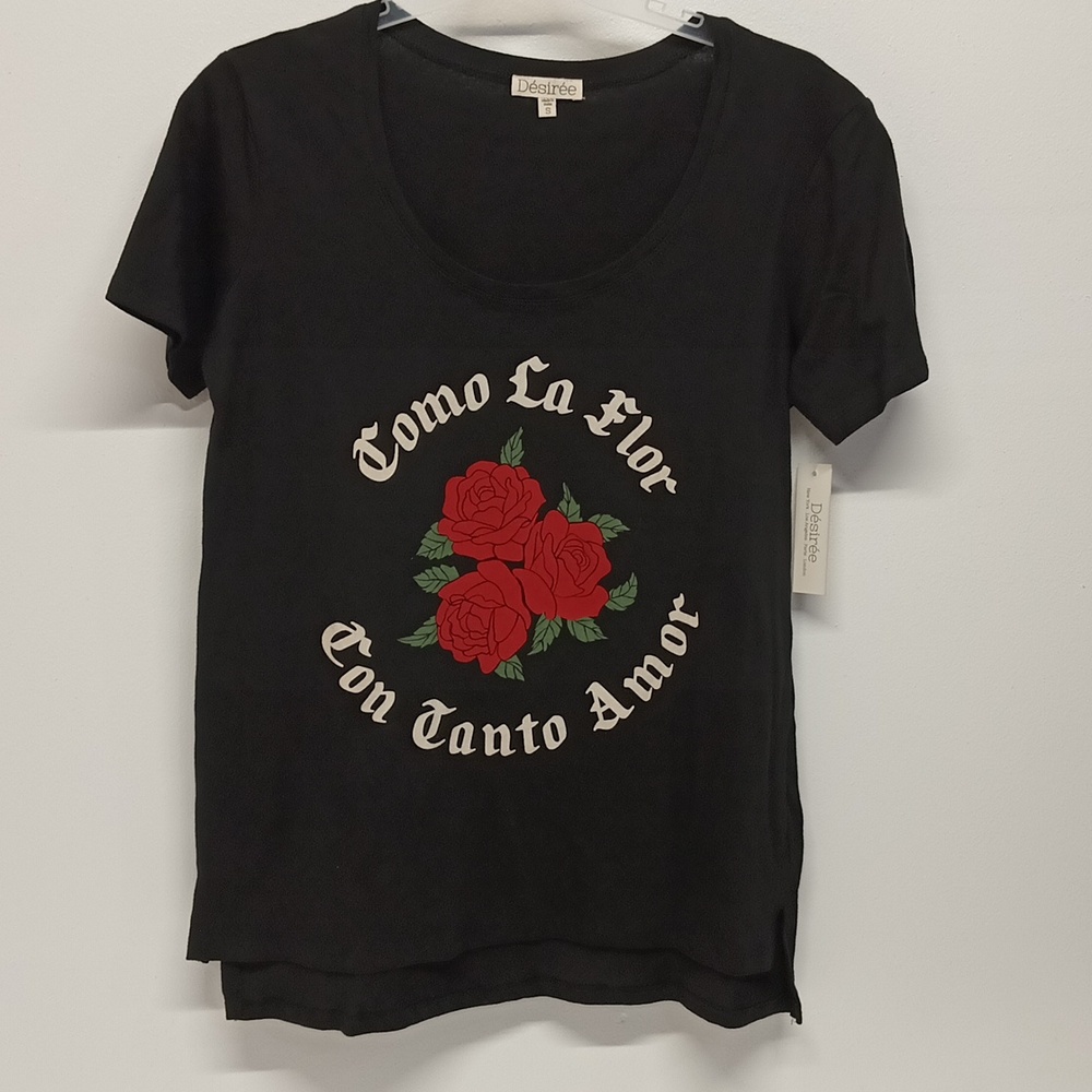 Selena Como La Flor”short sleeve T-shirt Small black &Red Roses 100%cotton new